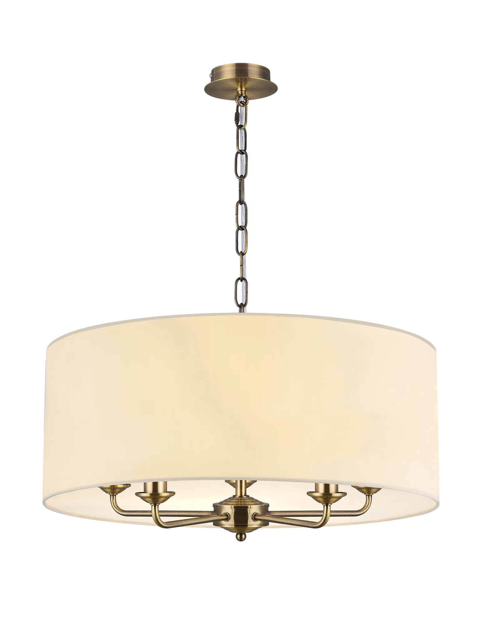 Banyan 60cm 5 Light Pendant Antique Brass; Ivory Pearl/White